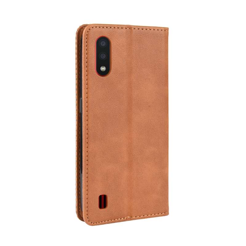 For Galaxy A01 Magnetic Buckle Retro Crazy Horse Texture Horizontal Flip Leather Case with Holder &