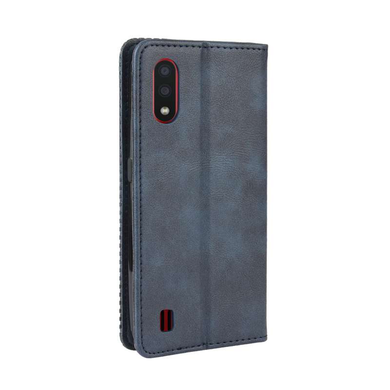 For Galaxy A01 Magnetic Buckle Retro Crazy Horse Texture Horizontal Flip Leather Case with Holder &