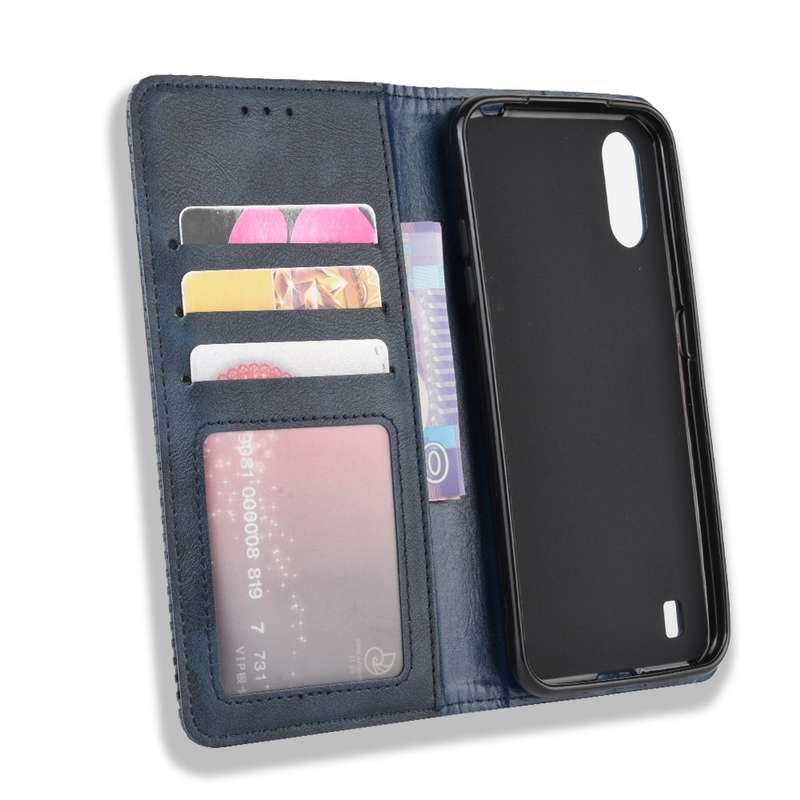 For Galaxy A01 Magnetic Buckle Retro Crazy Horse Texture Horizontal Flip Leather Case with Holder &