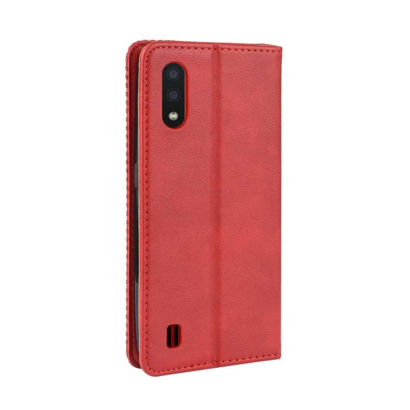 For Galaxy A01 Magnetic Buckle Retro Crazy Horse Texture Horizontal Flip Leather Case with Holder &