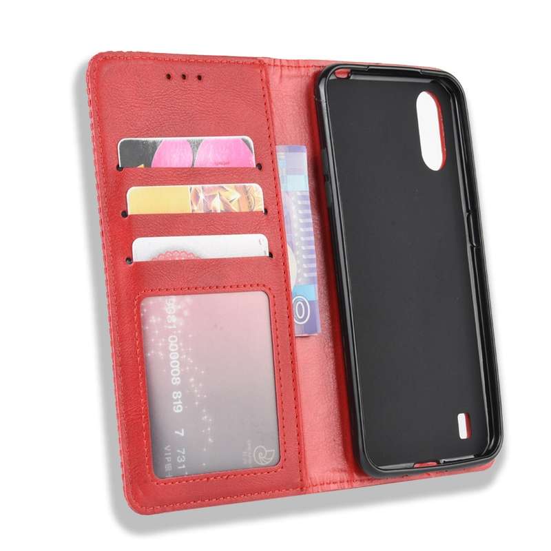 For Galaxy A01 Magnetic Buckle Retro Crazy Horse Texture Horizontal Flip Leather Case with Holder &