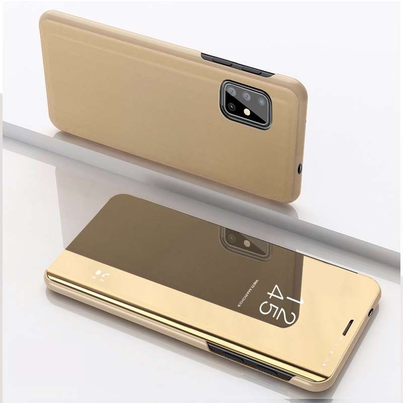 For Galaxy A31 Plated Mirror Horizontal Flip Leather Case with Holder(Black)