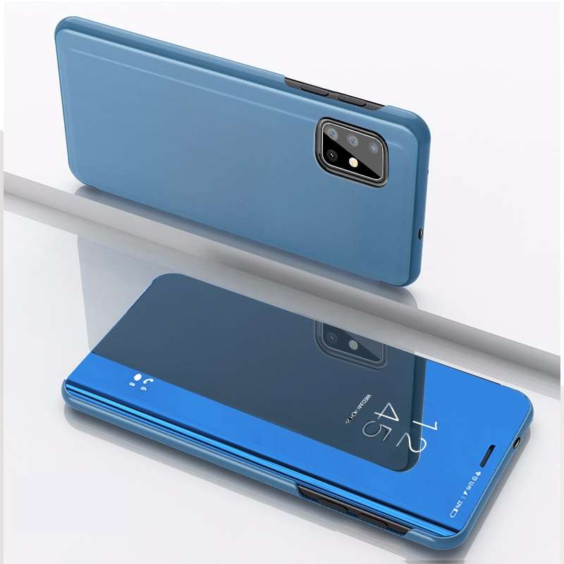 For Galaxy A31 Plated Mirror Horizontal Flip Leather Case with Holder(Black)