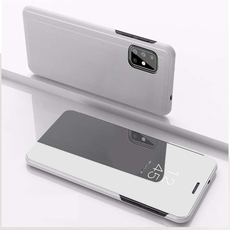 For Galaxy A31 Plated Mirror Horizontal Flip Leather Case with Holder(Black)