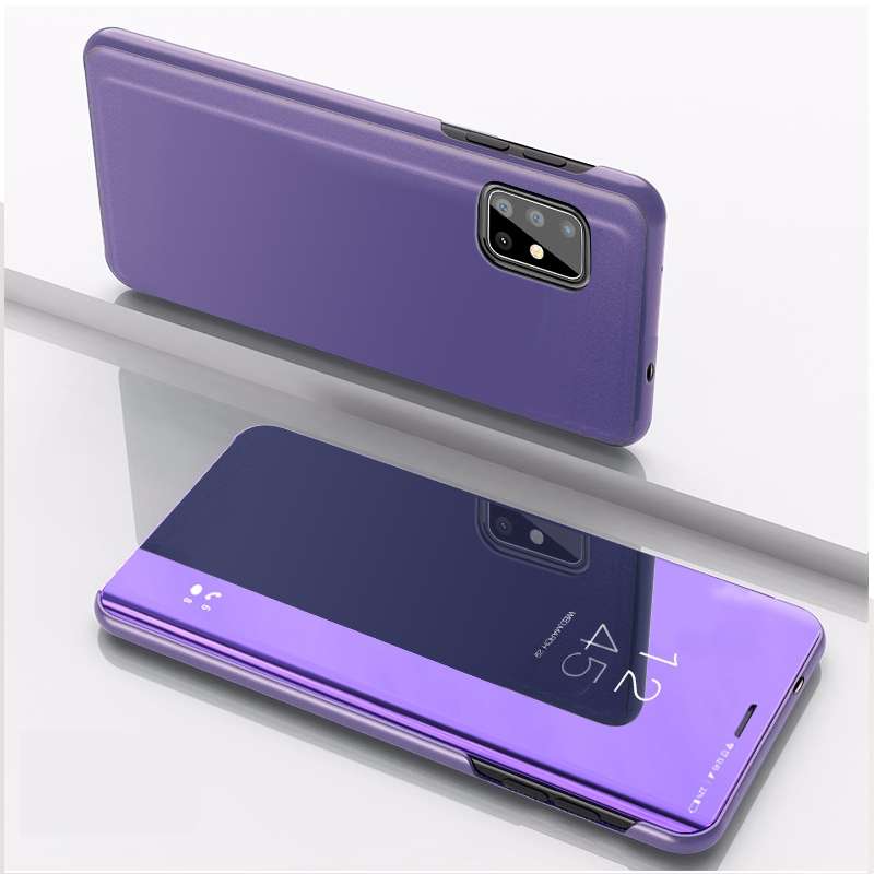 For Galaxy A31 Plated Mirror Horizontal Flip Leather Case with Holder(Black)