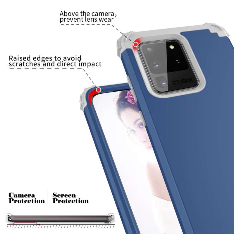For Galaxy S20 Ultra PC + Silicone Three-piece Shockproof Protection Case(Black)