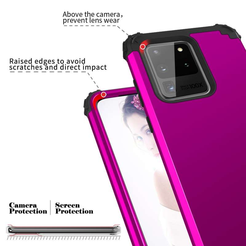 For Galaxy S20 Ultra PC + Silicone Three-piece Shockproof Protection Case(Black)