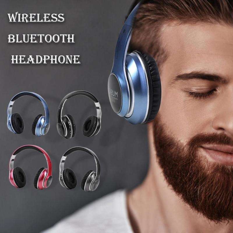 VJ033 Multi-function Upgrade Bluetooth 5.0 Headset Stereo Wireless LED Microphone FM Radio Headset(G