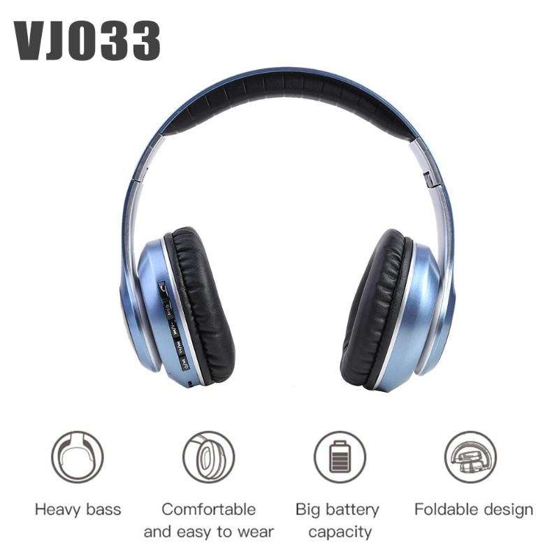 VJ033 Multi-function Upgrade Bluetooth 5.0 Headset Stereo Wireless LED Microphone FM Radio Headset(G