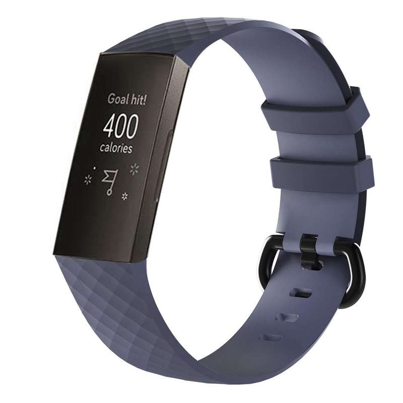 Diamond Pattern Silicone Watch Band for Fitbit Charge 4 Small Size190*18mm(White)