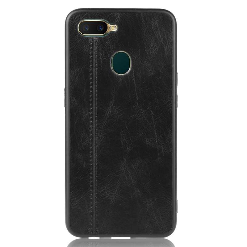 For Oppo A12 Shockproof Sewing Cow Pattern Skin PC + PU + TPU Case(Blue)