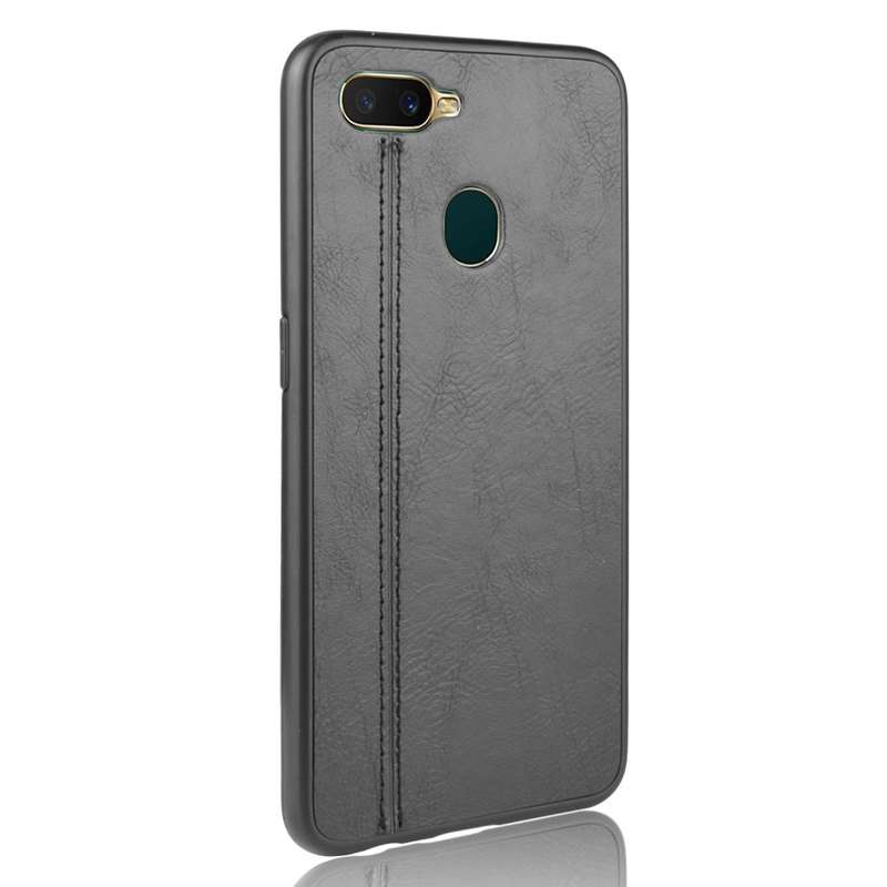 For Oppo A12 Shockproof Sewing Cow Pattern Skin PC + PU + TPU Case(Blue)