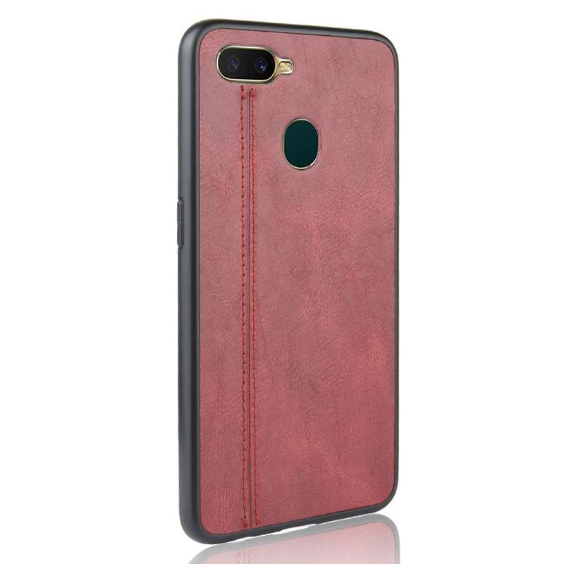 For Oppo A12 Shockproof Sewing Cow Pattern Skin PC + PU + TPU Case(Blue)