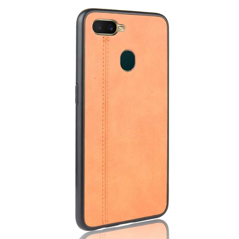 For Oppo A12 Shockproof Sewing Cow Pattern Skin PC + PU + TPU Case(Blue)