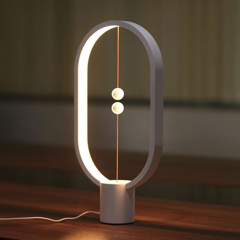 Beech Wood Balance Lamp LED Night Light USB Powered Bedroom Office Table Night Lamp Novel Light Home