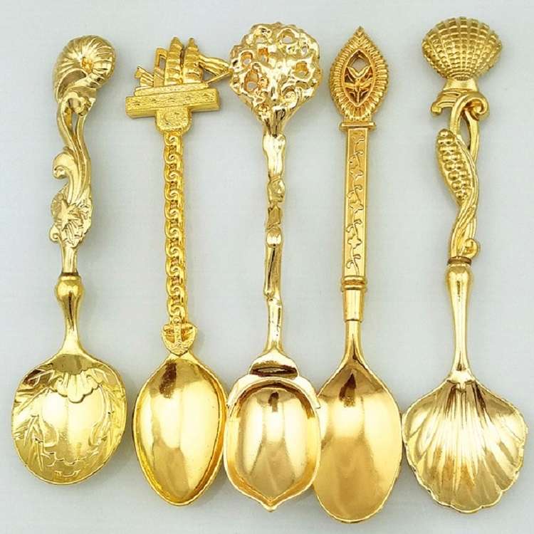 1 Set Stainless Steel Creative Coffee Spoon Soup Spoon Western Style Tableware(Bronze)