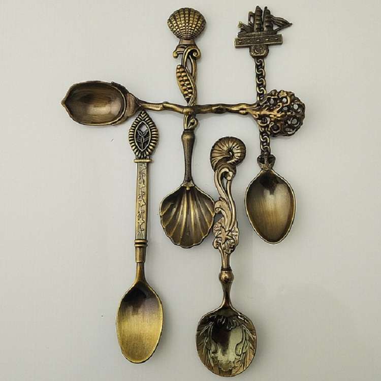 1 Set Stainless Steel Creative Coffee Spoon Soup Spoon Western Style Tableware(Bronze)