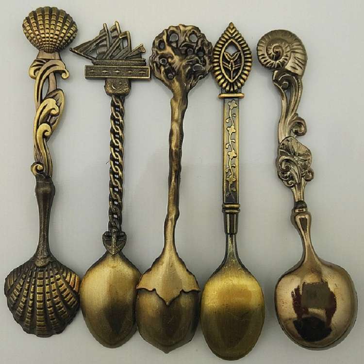 1 Set Stainless Steel Creative Coffee Spoon Soup Spoon Western Style Tableware(Bronze)