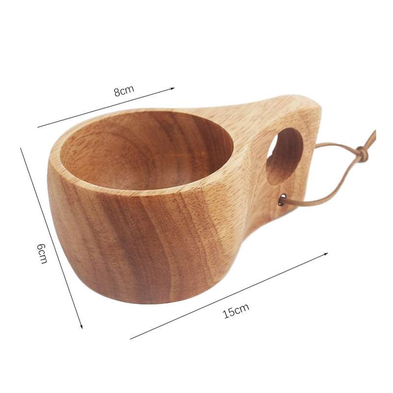 Hand Made Wood Tableware Green Wooden Cup, Capacity:101-200ml(Double Hole)