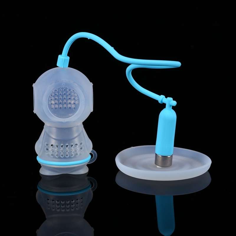 Creative Diver Shape Tea Strainer Filter Silicone Teabags(Orange)