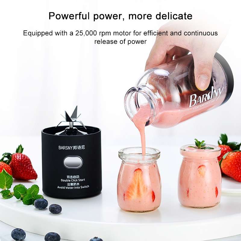 Multifunctional Juicer Rotatory Extractor Cup Portable USB Charge Juicer Blender with 6 Blades(Black