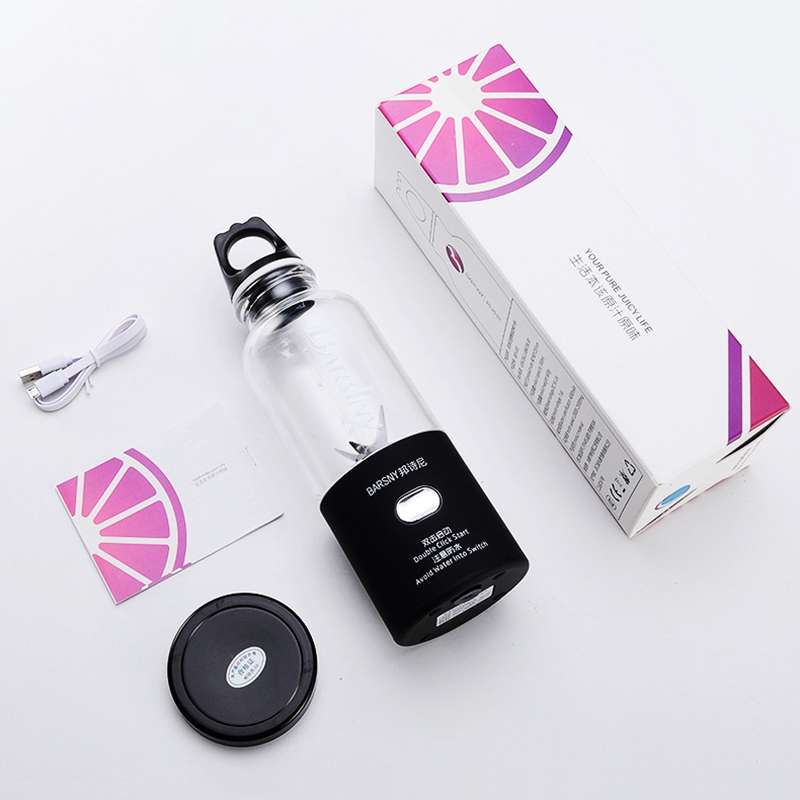 Multifunctional Juicer Rotatory Extractor Cup Portable USB Charge Juicer Blender with 6 Blades(Black