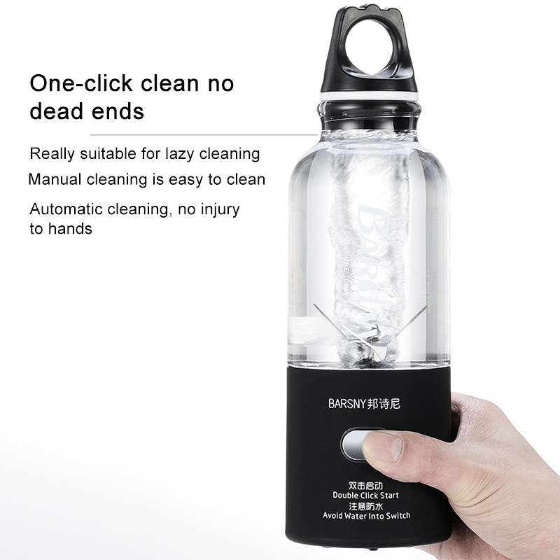 Multifunctional Juicer Rotatory Extractor Cup Portable USB Charge Juicer Blender with 6 Blades(Black