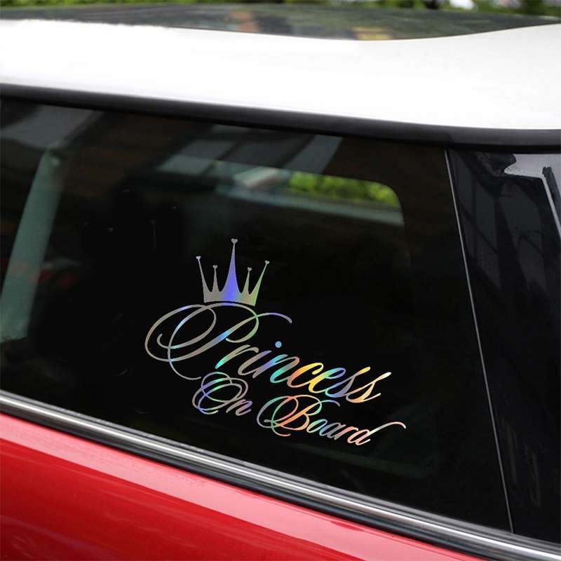 Princess Baby Pattern Car Decal Reflective Laser Vinyl Car Sticker, Size: 16.5x10.9cm(Gold)
