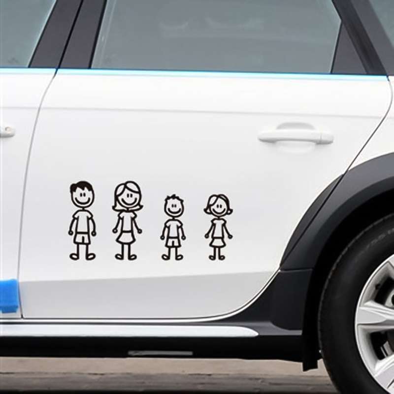 10 PCS Family Member Pattern Vinyl Decorative Auto Decal Cartoon Car Sticker (Black)