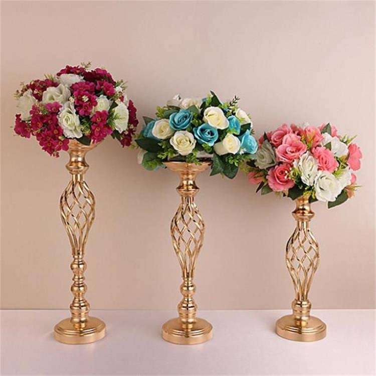 Gold Plated Wrought Iron Candlestick Window Wedding Props Decoration, Size:40cm