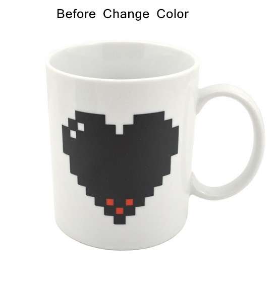 Creative Heart Magic Temperature Changing Cup Color Changing Chameleon Mugs Heat Sensitive Coffee Te