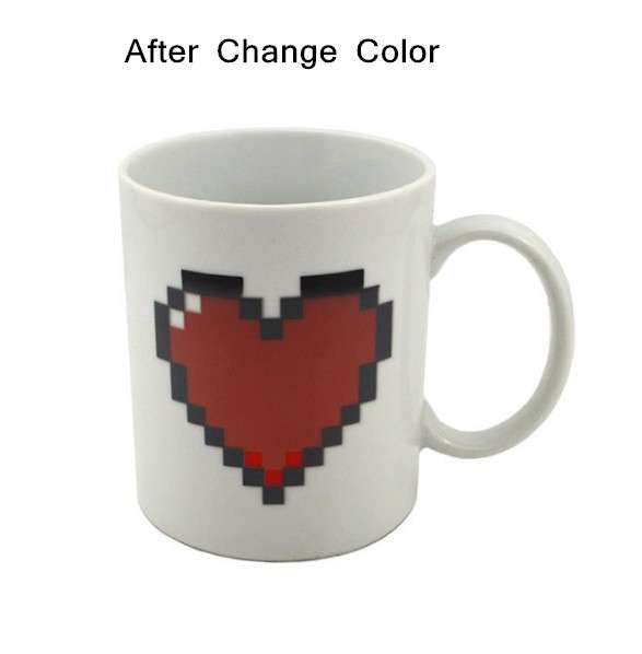 Creative Heart Magic Temperature Changing Cup Color Changing Chameleon Mugs Heat Sensitive Coffee Te