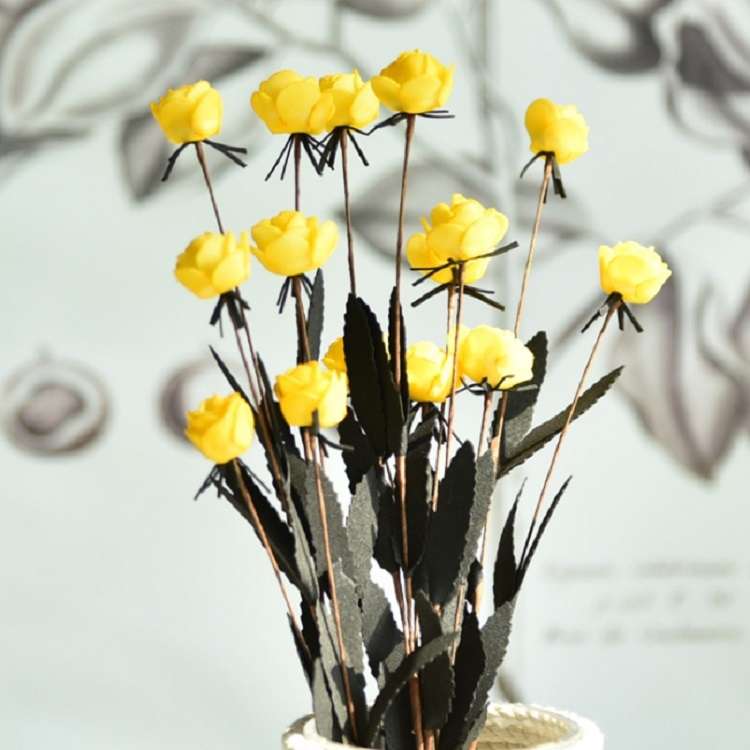 Artificial Rose Bud Wedding Decoration Flower Arrangement Party Home Decoration(Red)