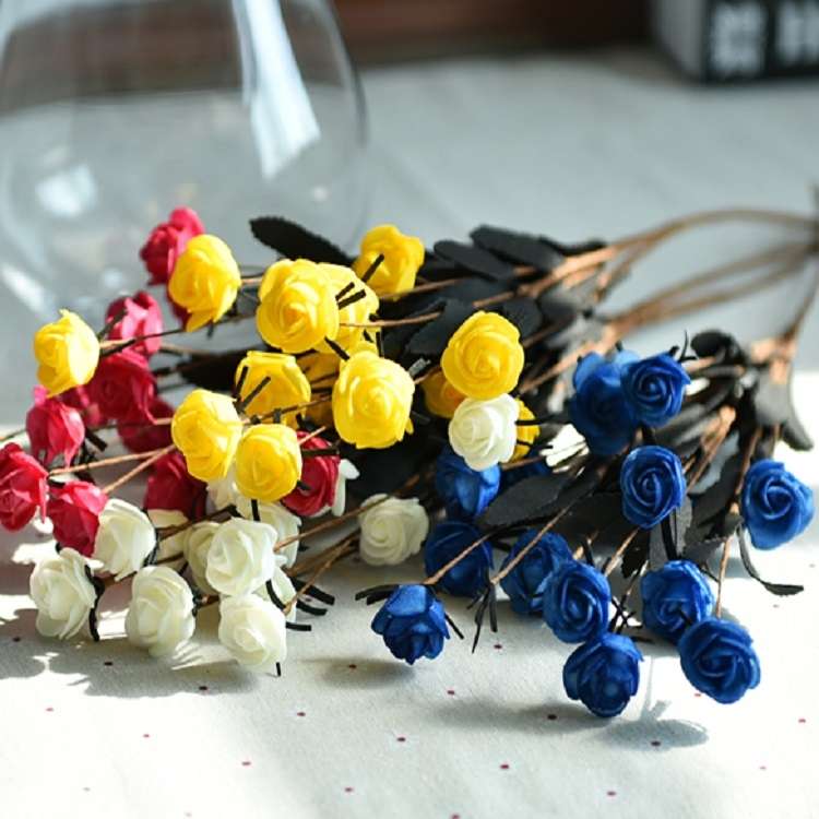 Artificial Rose Bud Wedding Decoration Flower Arrangement Party Home Decoration(Red)