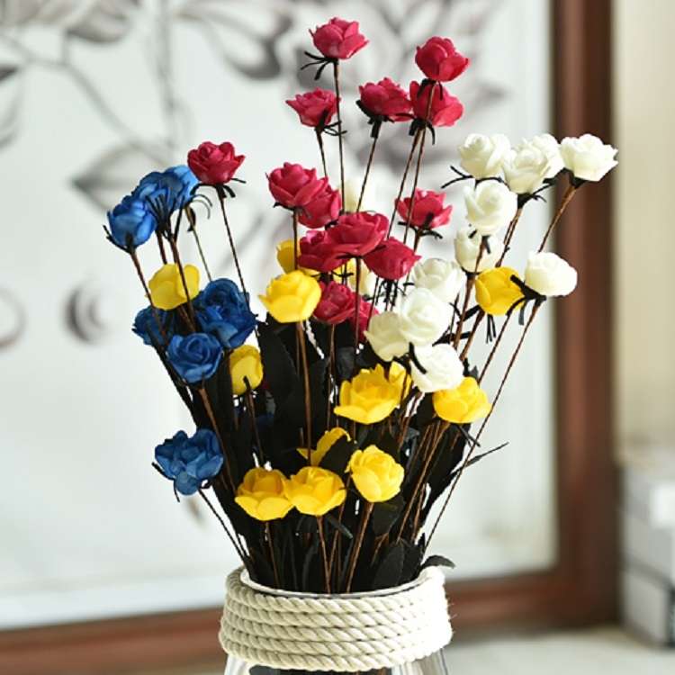 Artificial Rose Bud Wedding Decoration Flower Arrangement Party Home Decoration(Red)