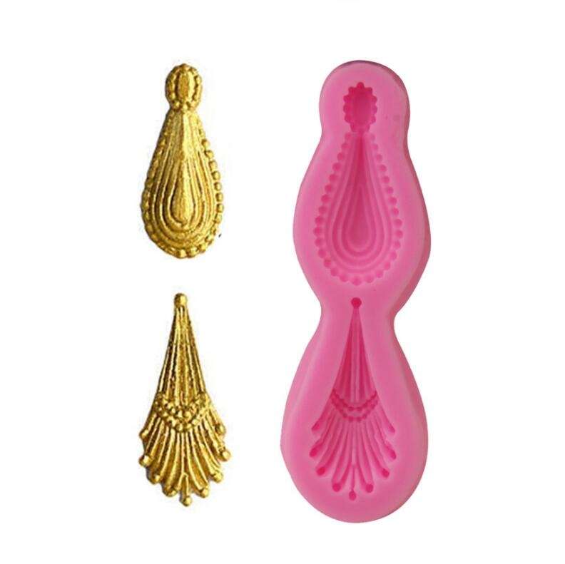 2 PCS Gemstone Pendant Silicone Mold Fondant Chocolate Mold DIY Baking Cake Decorating Edge Tool 8.9