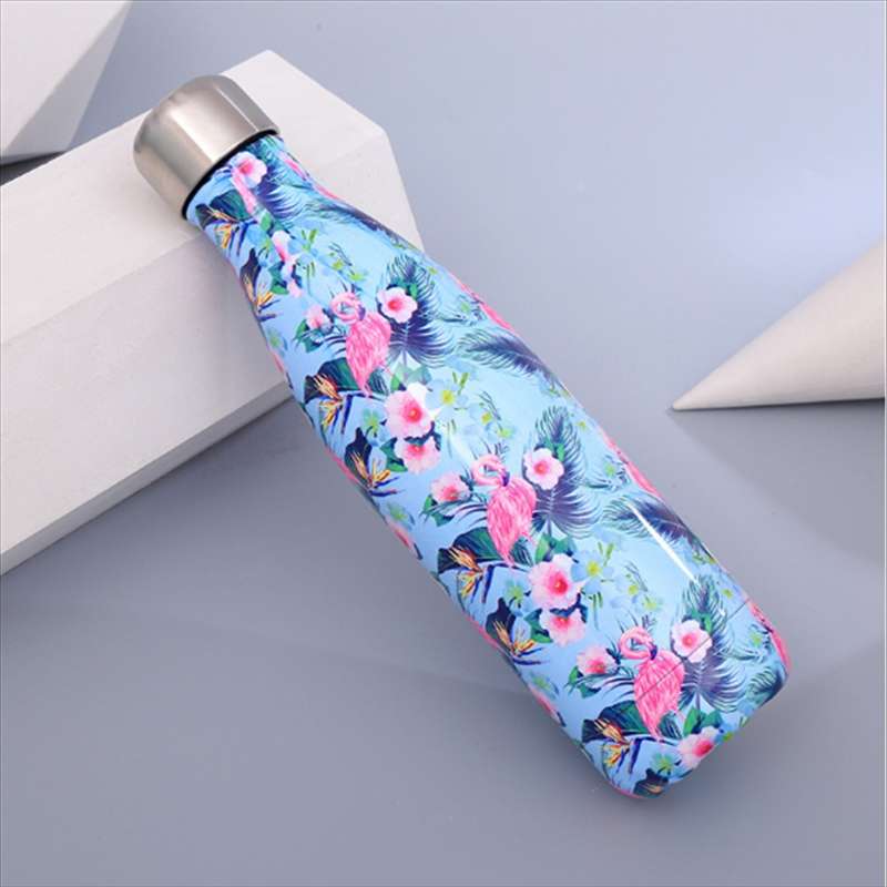 Animals Plants Pattern Thermal Cup Vacuum Flask Heat Water Bottle Portable Stainless Steel Sports Ke
