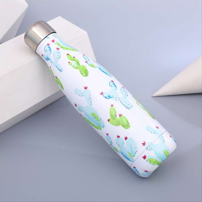 Animals Plants Pattern Thermal Cup Vacuum Flask Heat Water Bottle Portable Stainless Steel Sports Ke