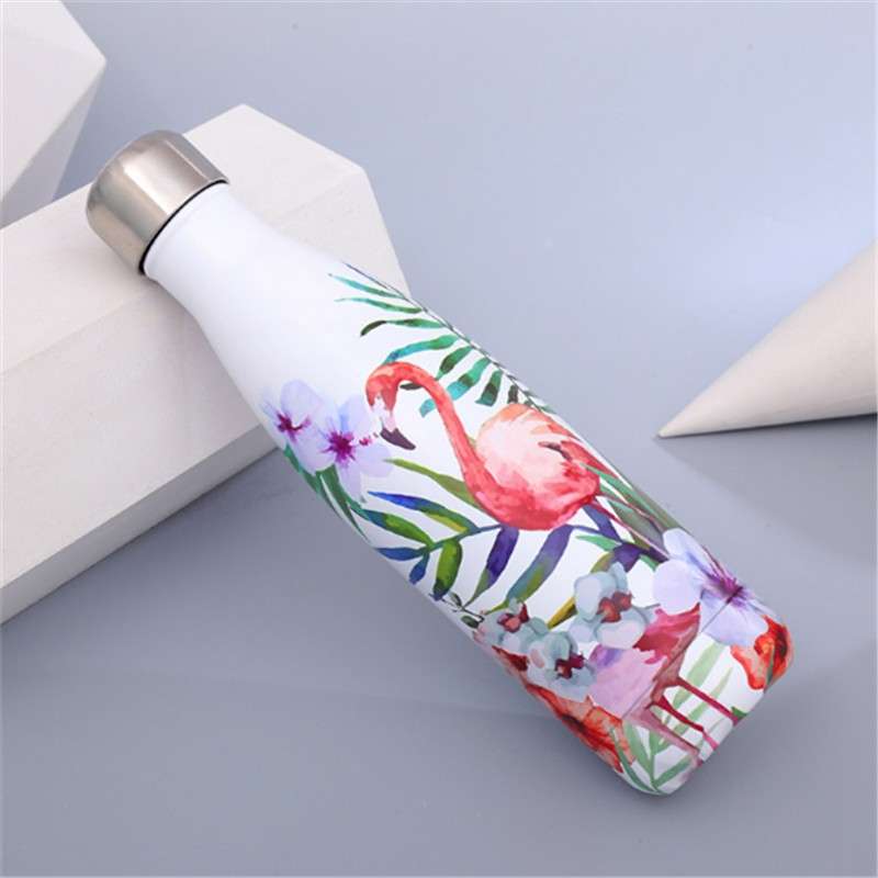 Animals Plants Pattern Thermal Cup Vacuum Flask Heat Water Bottle Portable Stainless Steel Sports Ke