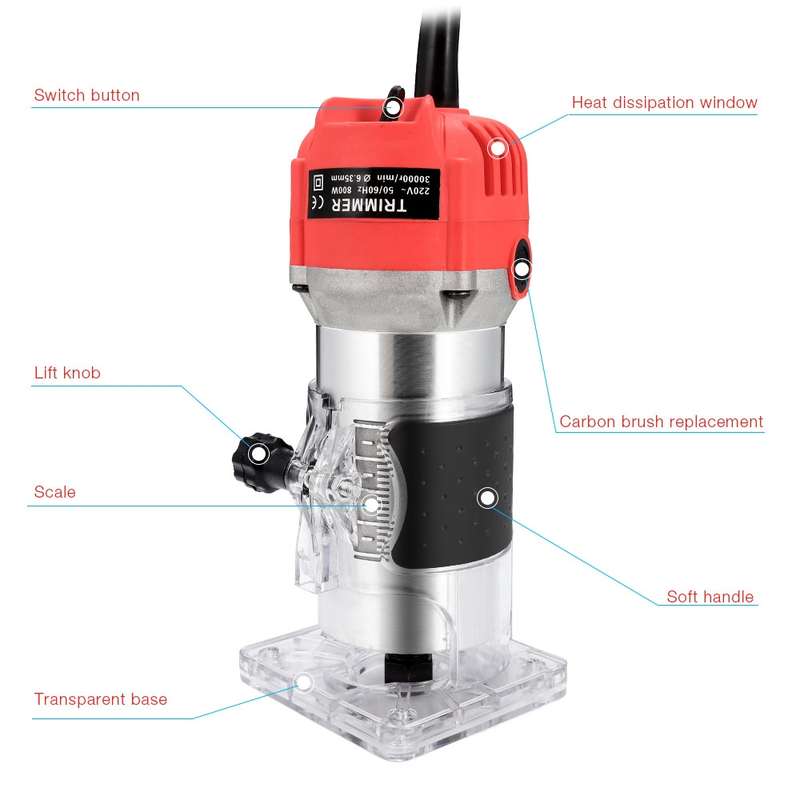 H-6 Woodworking Electric Trimming And Slotting Engraving Machine, Plug Type:AU Plug