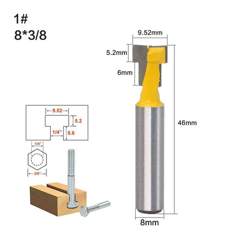 Woodworking Milling Cutter 8-handle Keyhole Cutter Photo Frame Wall-mounted T-type Keyhole Cutter, S