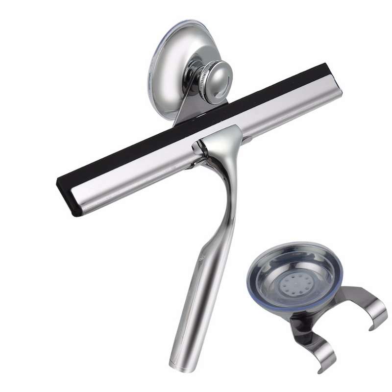 Glass Window Squeegee Cleaner Shower Bathroom Mirror Rubber Wiper With Suction Hook Water Vapor Remo