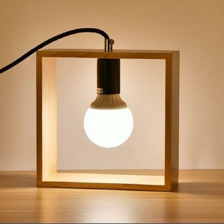 Retro Wooden Art Bedroom Bedside Eye Protection LED Desk Lamp, AC 220V, US Plug(Triangle Shape)