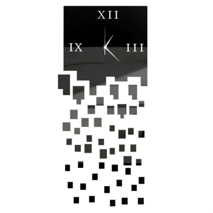 Mirror Clock Personality Wall Clock Three-dimensional Wall Decoration Mosaic Wall Clock(Silver)