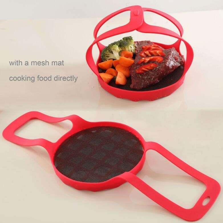 Steamer Sling Pressure Cooker Silicone Steamer(Red)