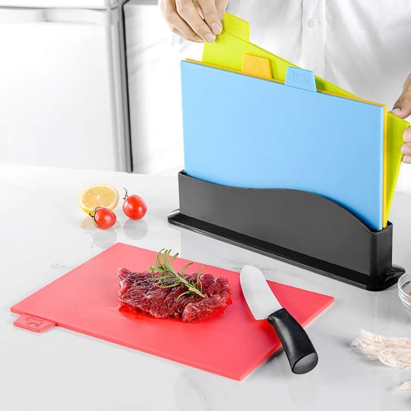 4 in 1 Classified Cutting Board Multifunctional Household Plastic Fruit Cutting Board Set, Style:Squ