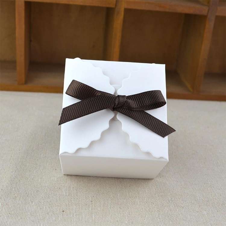 10 PCS Retro Mini Kraft Paper Box DIY Wedding Favor Gift Box Small Cake Box(White)