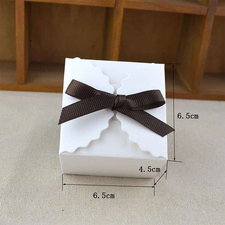 10 PCS Retro Mini Kraft Paper Box DIY Wedding Favor Gift Box Small Cake Box(White)
