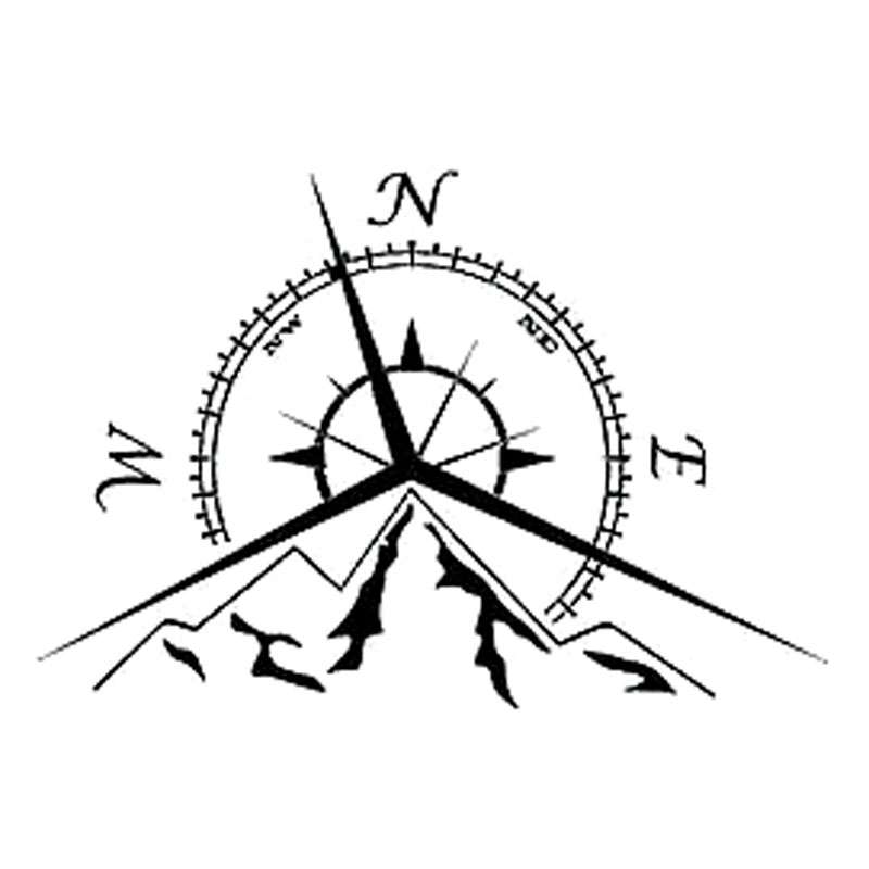5 PCS NSWE Fashion Mountains Compass Rose Decal Nautical Compass Navigate Car Sticker, Size: 13.7x9.