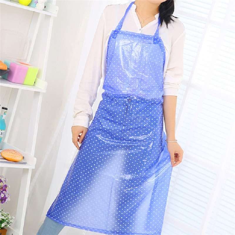 Transparent Waterproof Oil-proof Stain-resistant and Anti-hardening Apron(Blue)